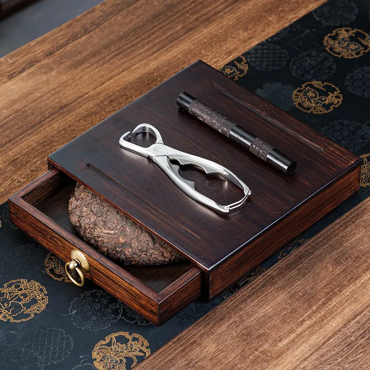 普洱茶饼分茶盘收纳盒不锈钢茶钳茶针开茶器茶具零配件撬茶分茶盒