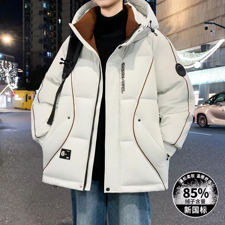 青少年冬季男士羽绒服学院风潮流百搭学生防寒保暖加厚白鸭绒外套