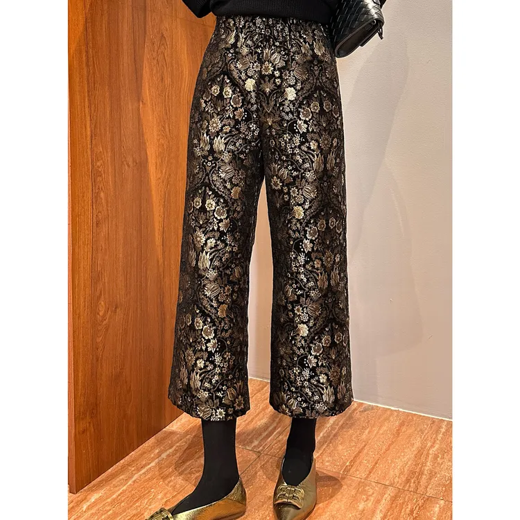 紫紫 中古浮雕裤  肌理之美中古雾霭斑驳感高腰直筒裤ZD10KZYL829