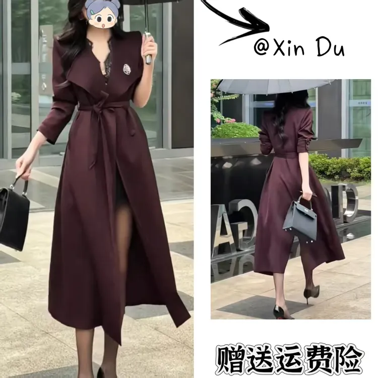 2025秋季新款时尚显瘦气质女士网红洋气风衣百搭款D23391