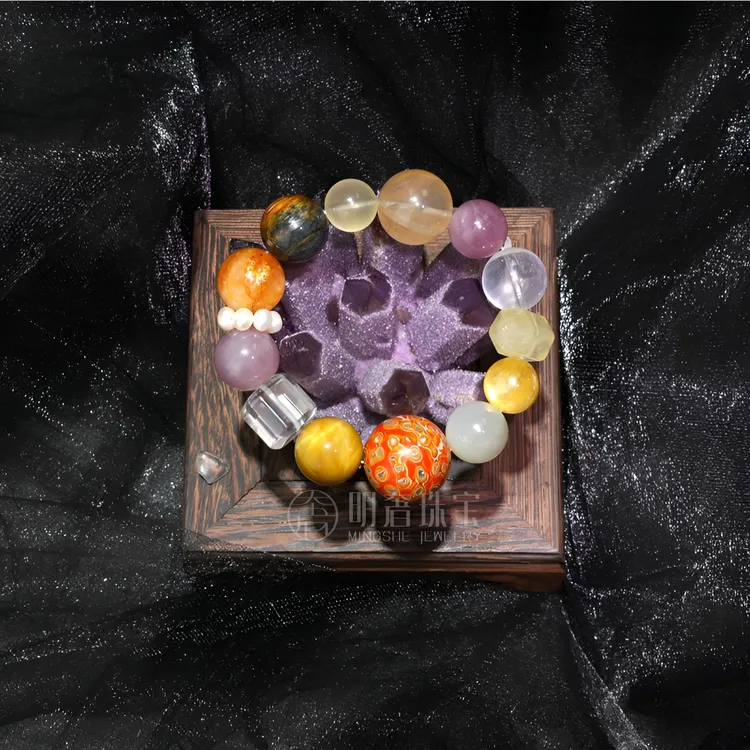 【土系·黄韵福珀】天然水晶非遗大漆工艺珠手链