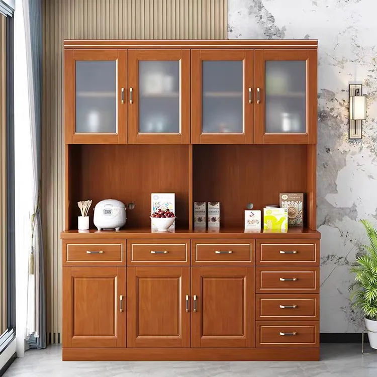餐边柜大容量玻璃门柜子家用中式储物柜橱柜厨房收纳柜墙柜玄关