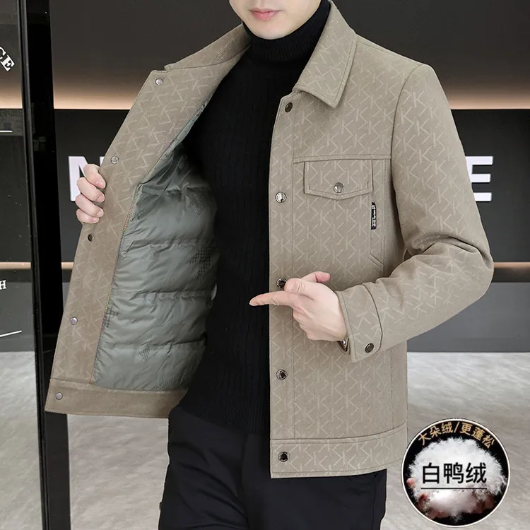 休闲羽绒服男秋冬潮牌青年翻领短款夹克外套2025新款时髦男装上衣