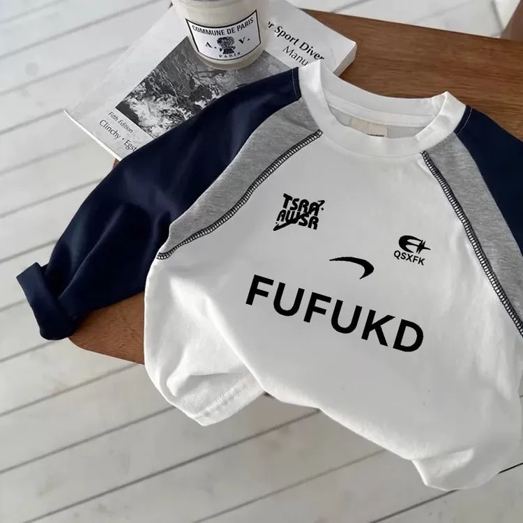 儿童2025春秋季纯棉新款长袖T恤宝宝打底衫男女童卡通印花美式潮t