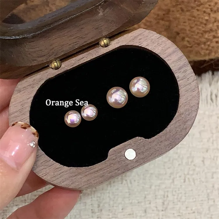 钛钢耳饰 Orange Sea许妍同款气质千金感珍珠秋冬咖啡金耳钉E284