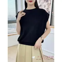 纪凡姬/2702-褶皱提花经典款无袖时尚毛衣针织打底衫