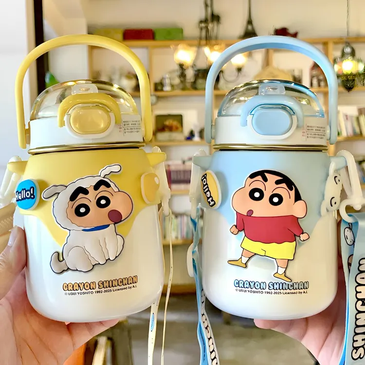 蜡笔小新儿童保温杯男女高颜值吸管杯大容量水杯便携杯子大肚水杯