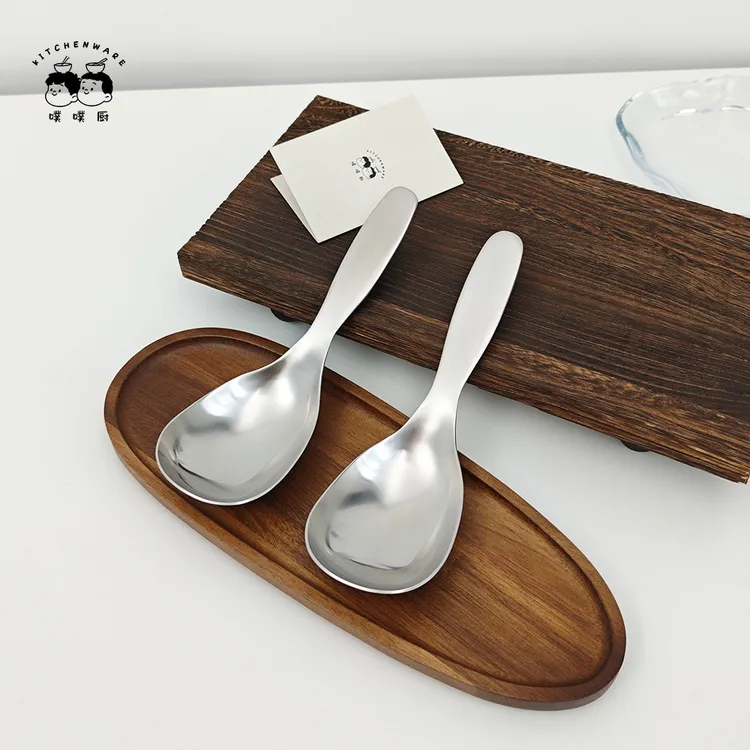 橙姐同款哑光空心柄地主勺小号304不锈钢分餐勺嗦粉喝汤勺子18-10