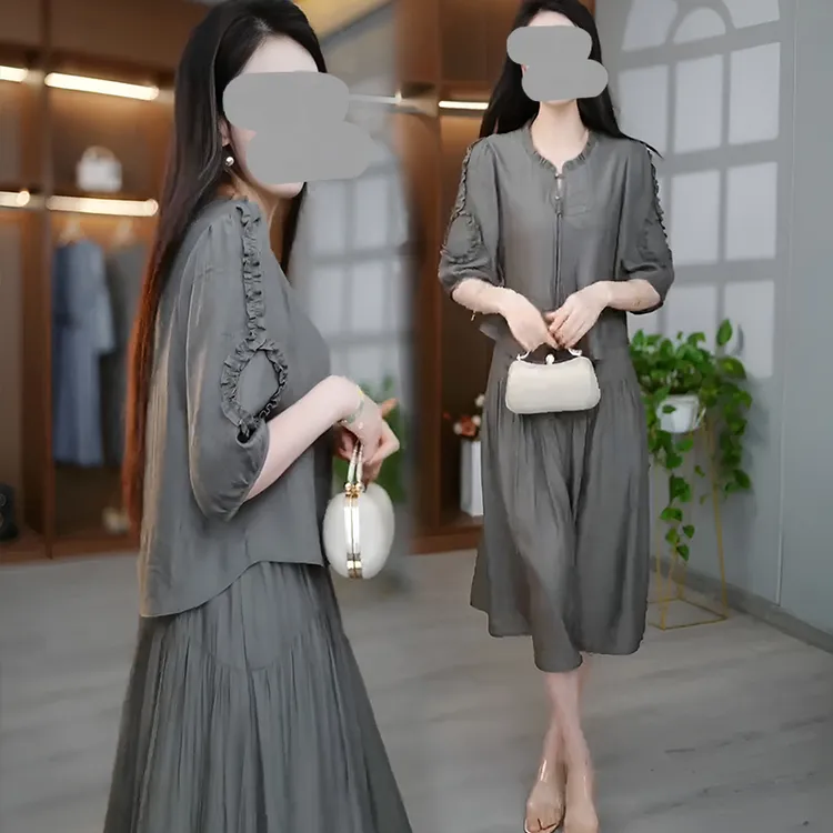 设计感时尚气质连衣裙女2025年夏季新款假钉钻设计夏季收腰连衣裙