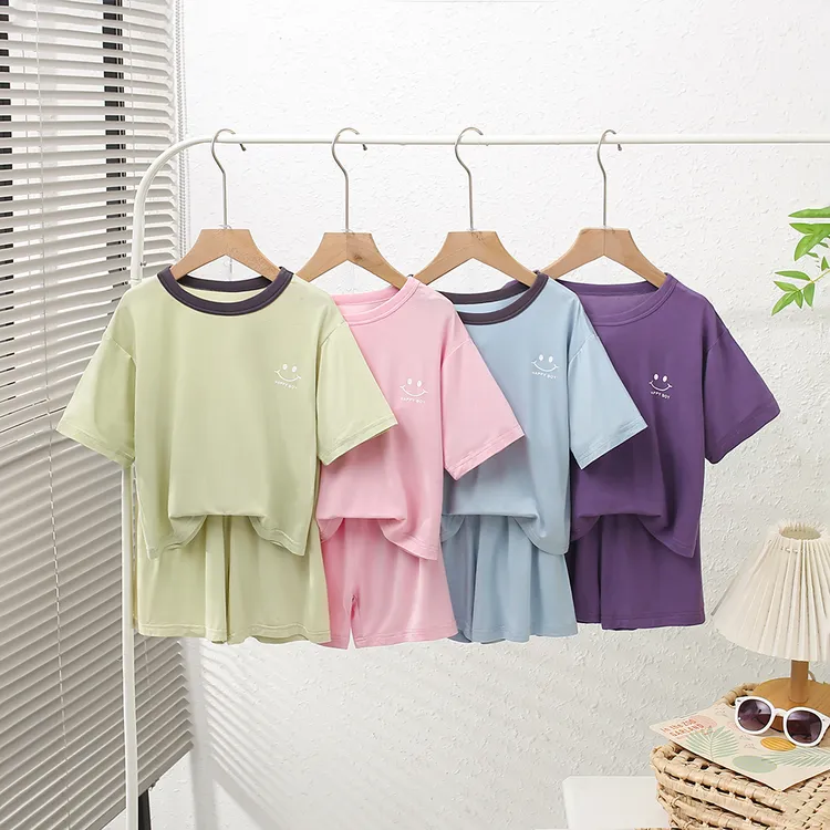 儿童莫代尔居家服套装短袖短裤男童女童空调服睡衣「添加艾草精华」