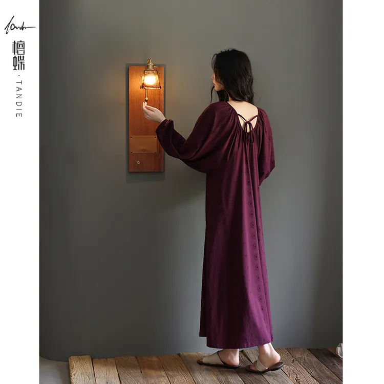 檀蝶2025年新款秋冬季纯棉睡衣女款睡衣家居服套装宽松舒适圆领款