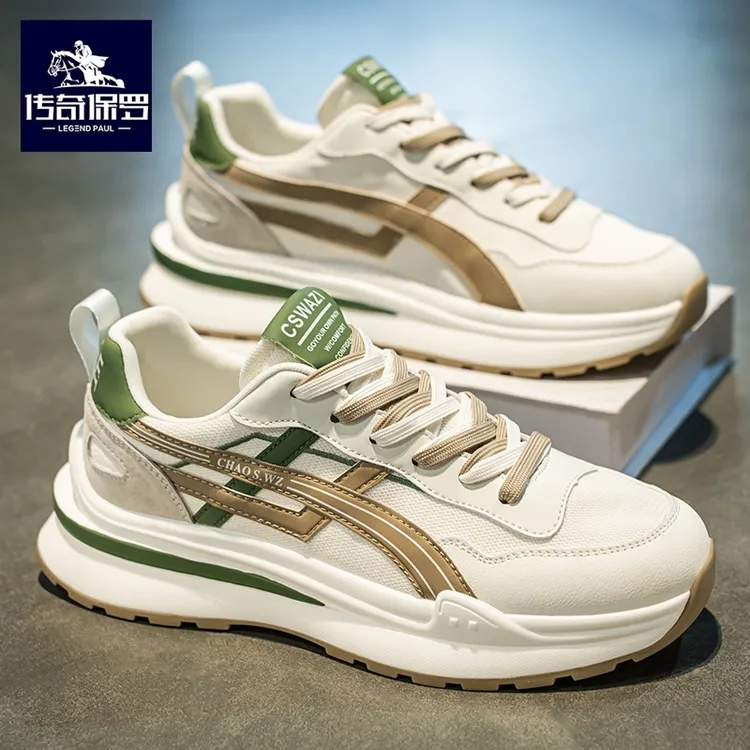 传奇保罗男鞋夏季透气2025新款潮流休闲网面运动跑步软底老爹潮鞋