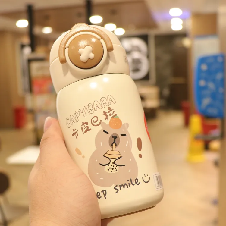卡皮巴拉保温杯小巧便携直饮水杯316不锈钢杯子茶水分离高颜值女