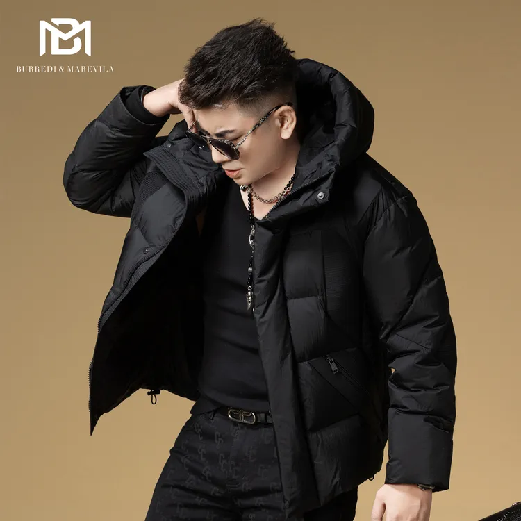 BM机甲风男士羽绒服爆款2025新款外套男款冬季透气网纱拼接防寒服