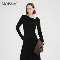 【星线好物】MOISSAC摩萨克2025秋设计感斜肩领长袖T女MTFQ80101