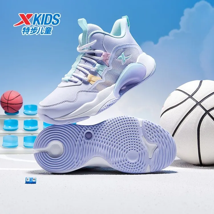 【皮面款】特步儿童冬季篮球鞋女童户外防水防滑减震护足运动鞋9238