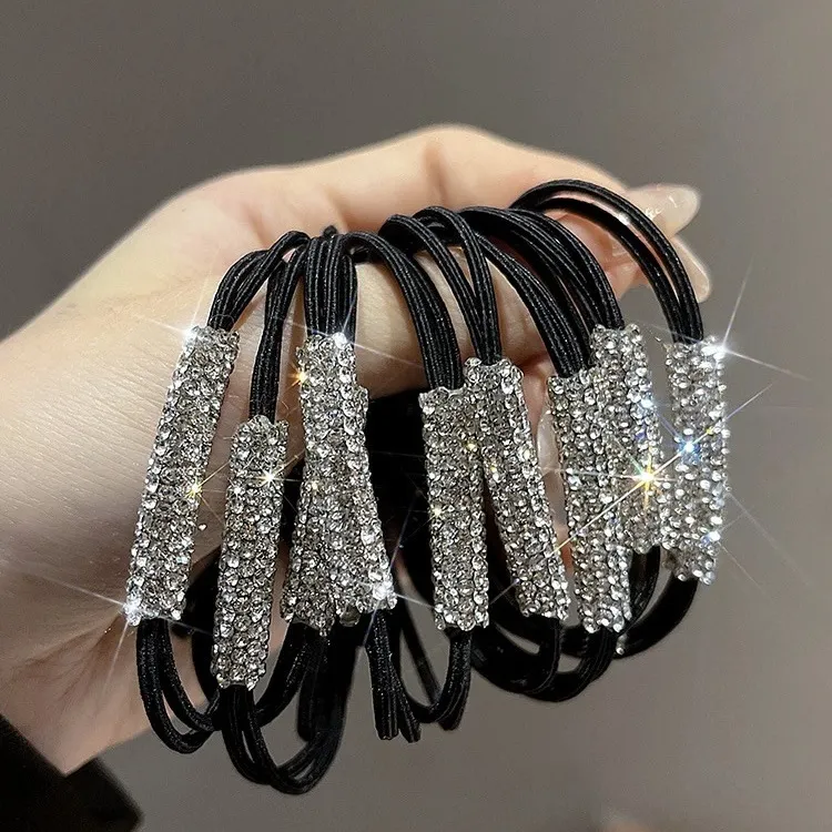 超闪水钻头绳高端橡皮筋女扎头发圈皮套高弹力耐用扎马尾发绳头饰