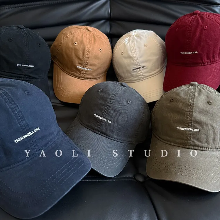 简约时尚刺绣小字母软顶棒球帽男韩版情侣四季款款显脸小鸭舌帽女