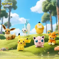 宝可梦Pokémon 植绒系列摆件 胖丁可达鸭皮卡丘可爱桌面摆件装饰