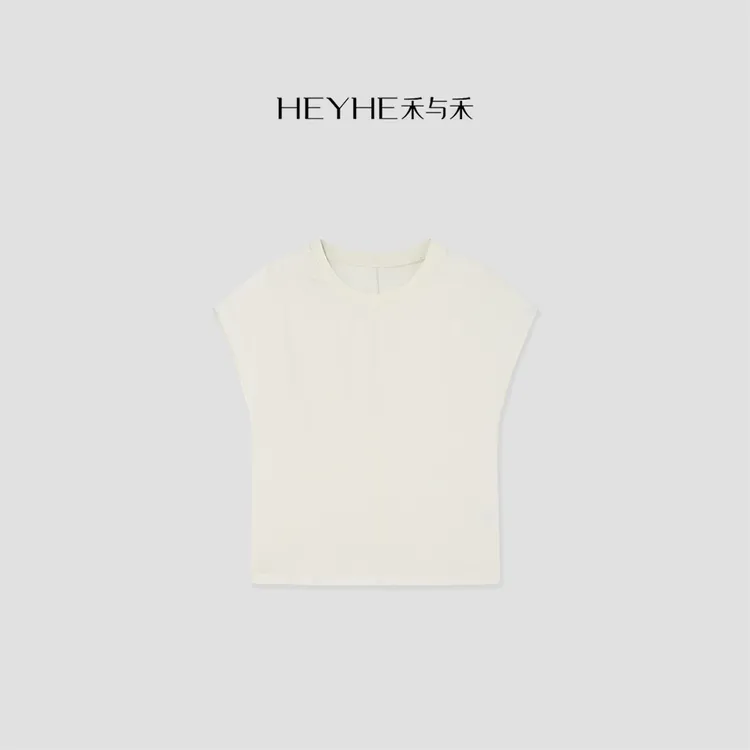 小禾【黑珍珠】双乔桑蚕丝简约高级垂感罗口拼接圆领显瘦短袖