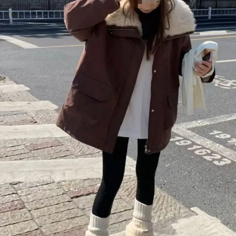 2025新款高级感气质百搭加厚保暖外套宽松显瘦中长款派克棉服女士