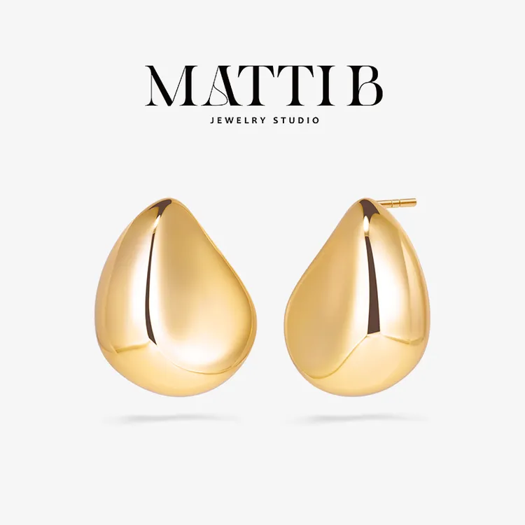 铜合金耳饰 小豆子简约水滴小众设计感气质百搭新爆款耳钉女1871