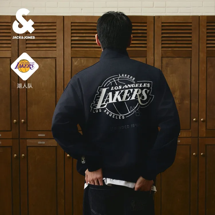 【NBA联名湖人队】杰克琼斯秋季男装夹克上衣宽松立领潮流长袖外套