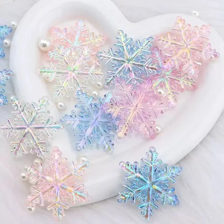 有文精选4.6厘米UV镀彩4孔雪花片 制作魔法棒手工DIY材料