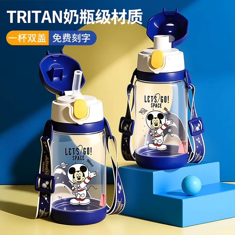 迪士尼儿童水杯男孩幼儿园吸管杯子小学生上学专用直饮防摔水壶