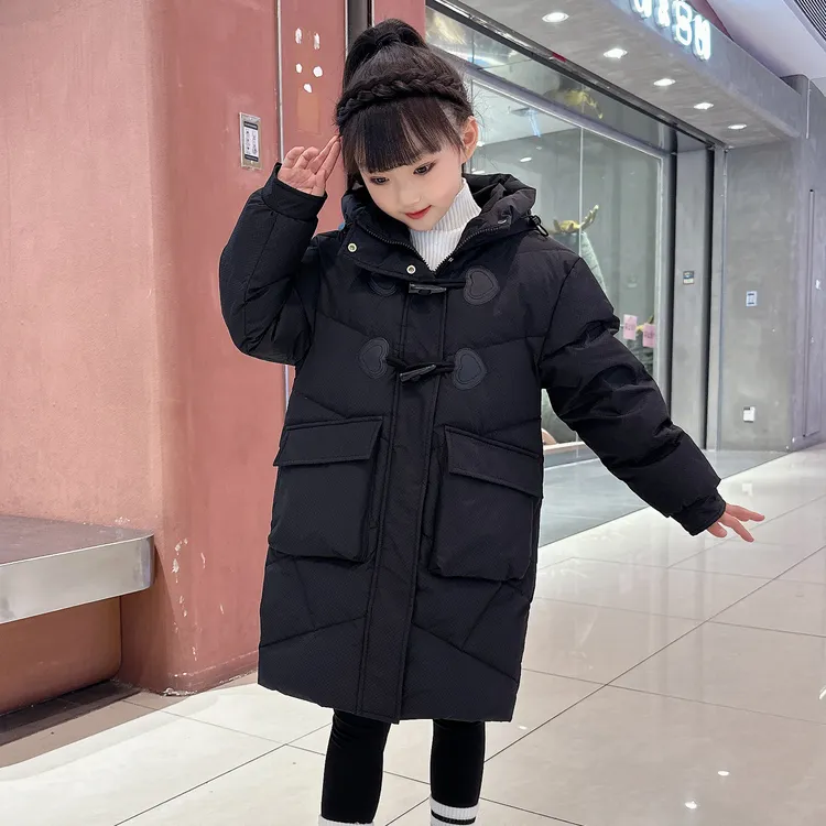 中长款儿童羽绒服冬季白鸭绒女孩中大童洋气加厚休闲外套保暖