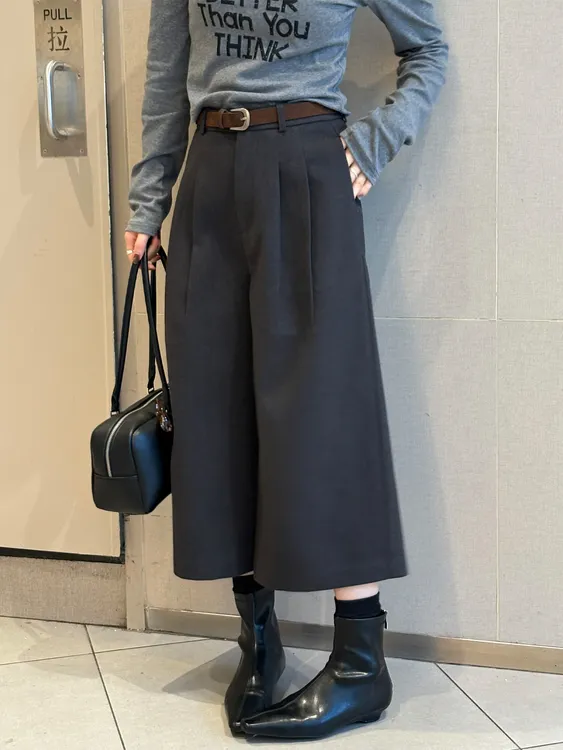 喜士多专属2025新款秋季女士高级感高腰垂感小个子八分裤阔腿裤西装休闲裤子