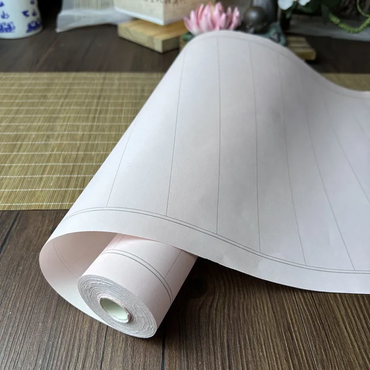 静德斋【少女粉珠光绢纸】加厚蜡染方格作品长卷