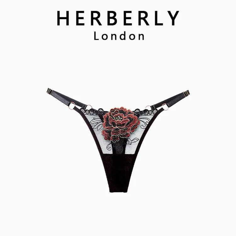 英国 HERBERRY 性感蕾丝系带内裤纯棉抗菌裆纯欲中低腰新款三角裤