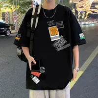 潮流美式短袖t恤男夏季新款纯棉圆领休闲体恤衫潮牌宽松港风T恤