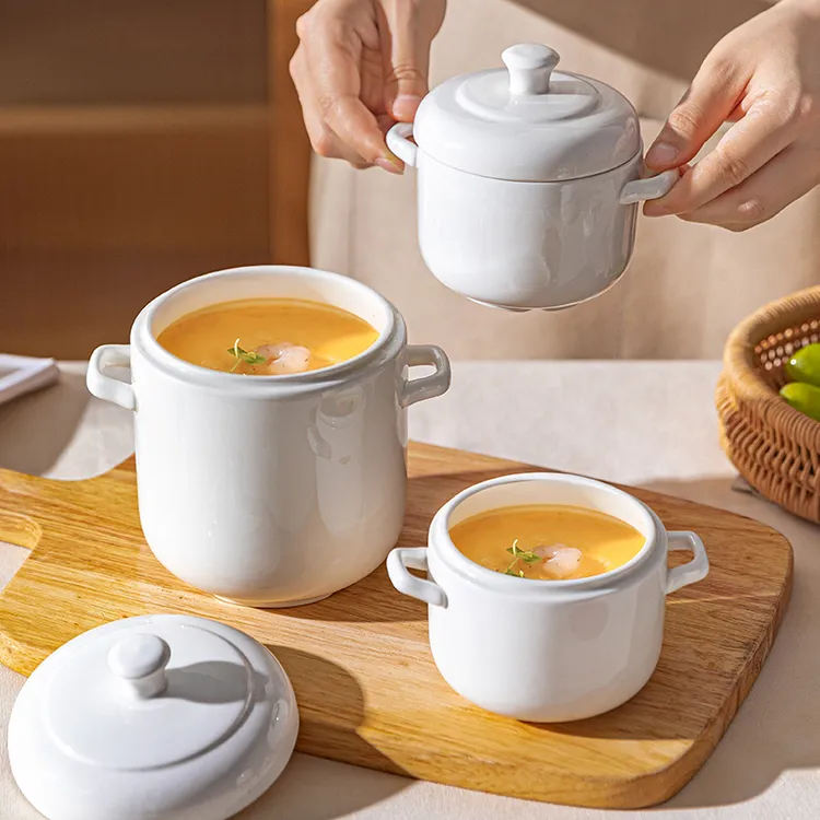 摩登主妇陶瓷炖盅蒸蛋碗家用蒸盅隔水双耳鸡蛋羹蒸碗蒸蛋羹专用碗