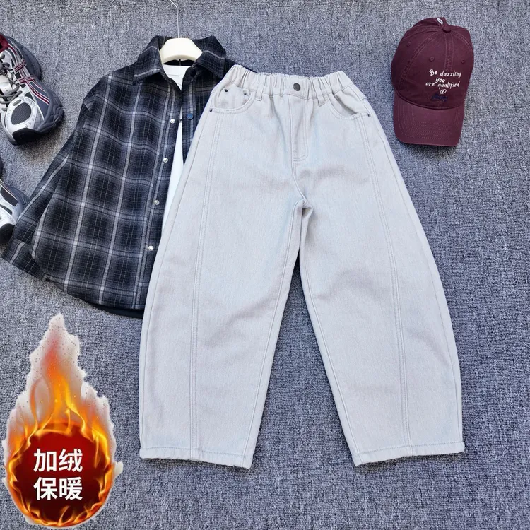 【小哥童装】男童秋款加绒款牛仔裤长裤洋气时尚秋冬中大童25560