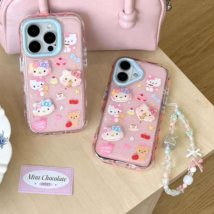 可爱立体kt猫苹果16promax手机壳16pro波浪边创意13少女14/15个性