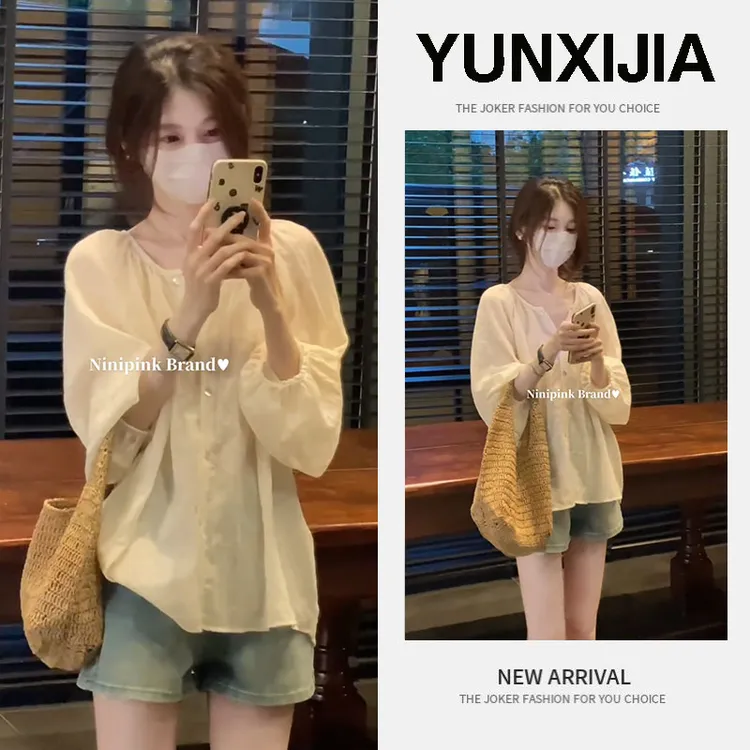 2025新款夏季衬衫设计感百搭法式气质高级感洋气上衣短裤两件套