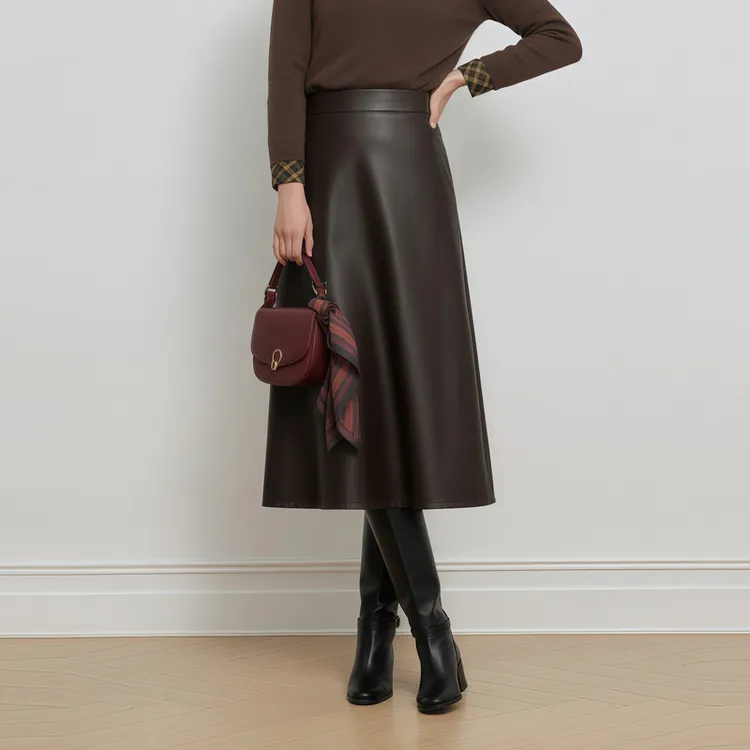 Scofield女装经典英伦通勤风A字大裙摆半裙秋冬季新款SFWHF4T004