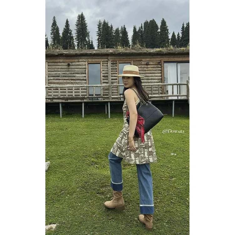 现货大婉酱微胖定制【图腾腰果花】韩系拼接吊带裙无袖吊带裙9530D