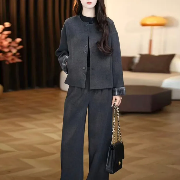 小香轻熟风套装女春秋2025新款轻奢高级感长袖外套休闲长裤两件套