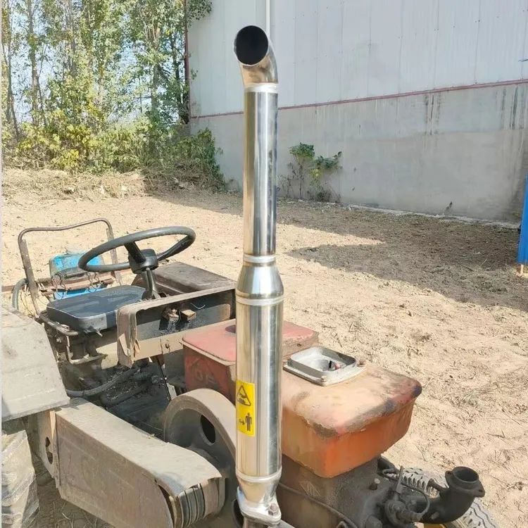 静音小四轮白钢排气管消声器拖拉机不锈钢加厚2孔排气管农用圆筒