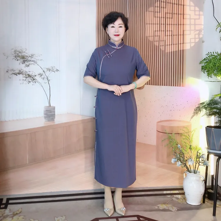 【紫丁香】大码旗袍夏季新款文艺气质显瘦修身日常中国风时尚民国风