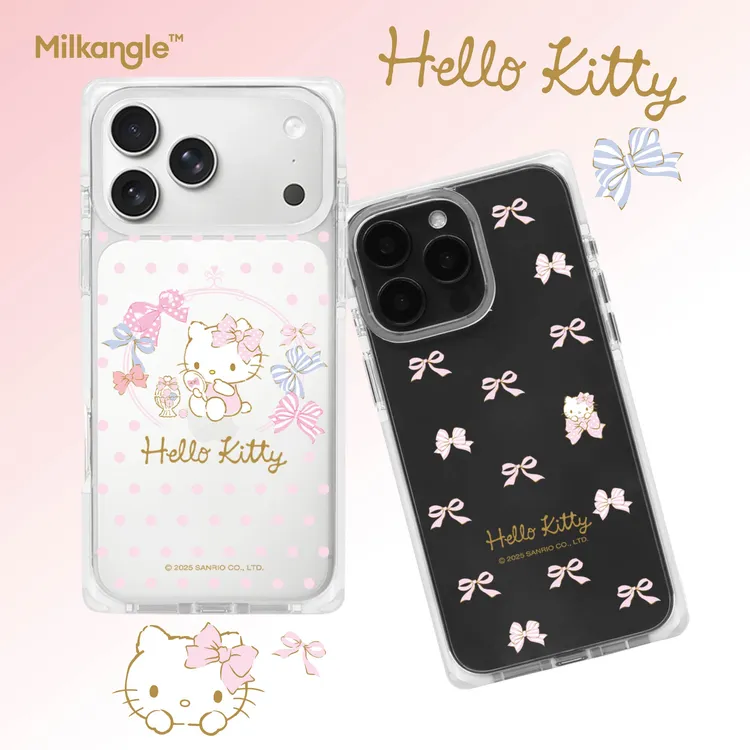 三丽鸥正版授权Kitty凯蒂猫 波点蝴蝶结适用iPhone17/16PM手机壳