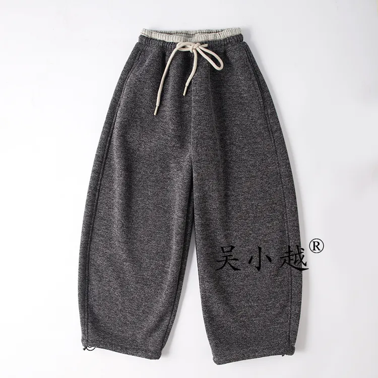 吴小越W1840男童加绒冬款儿童长裤男孩卫裤休闲灰色运动裤