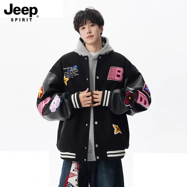 JEEP吉普美式菱形碎星刺绣棒球服男女25秋新款潮宽松高街痞帅夹克