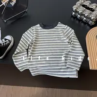 童例「25540撞色领条纹T恤」冬季休闲打底男童女童百搭长袖休闲潮流