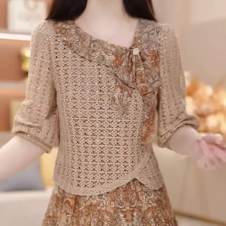 高档新中式优雅气质两件套装礼服裙2025秋季新款遮肚子清新连衣裙