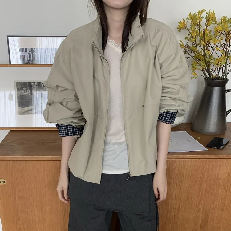 miluroom米鹿9039短款外套女2025秋冬立领拉链韩版简约显瘦棒球服
