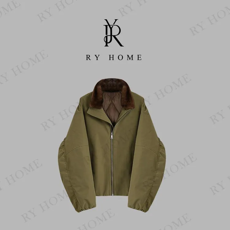 【容雨RYHOME】复古撞色水貂派克服90鹅绒羽绒服外套253YF1375